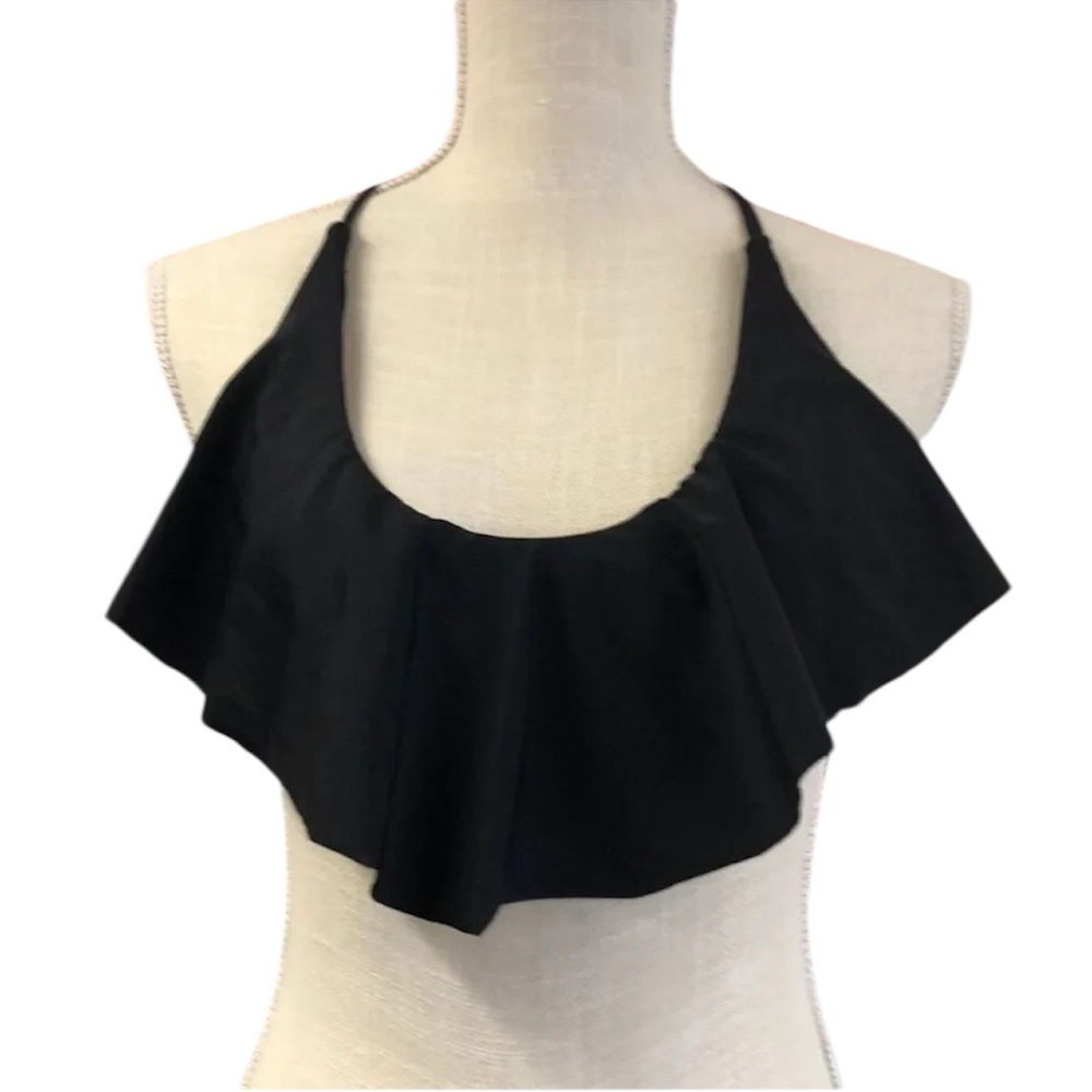 Xhilaration Black Ruffled Bikini Top Size S/P